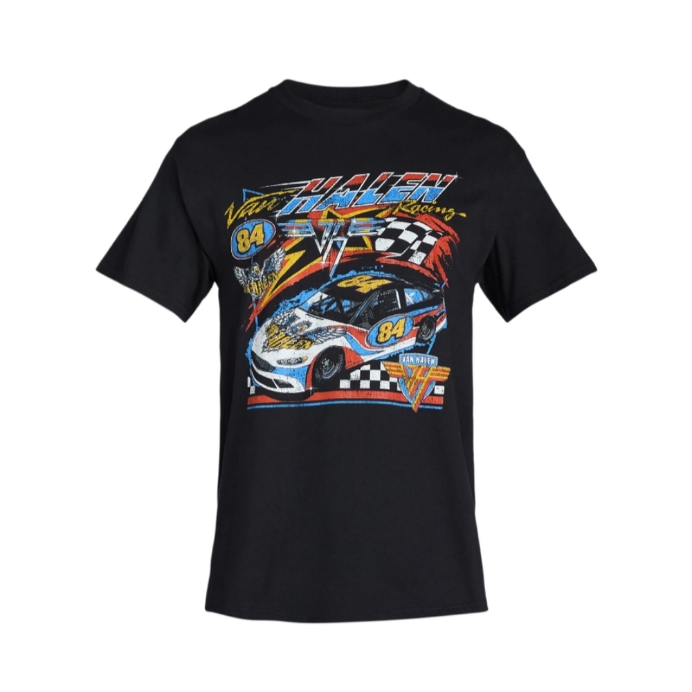 Van Halen Men's Size 2XL (50-52) Graphic Crew Neck T-Shirt Racing Black